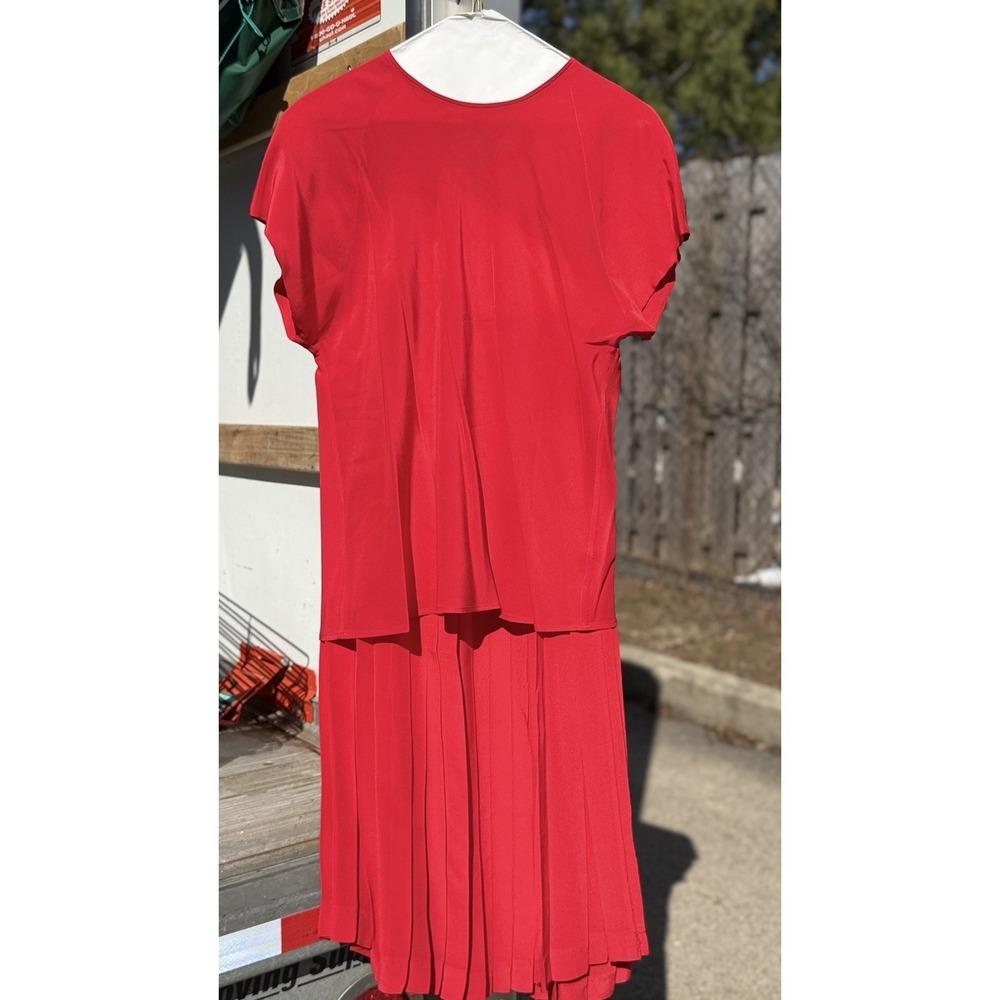 Vintage Linda Allard Ellen Tracy Red Pleated Dress Set Layered Dress Size 8